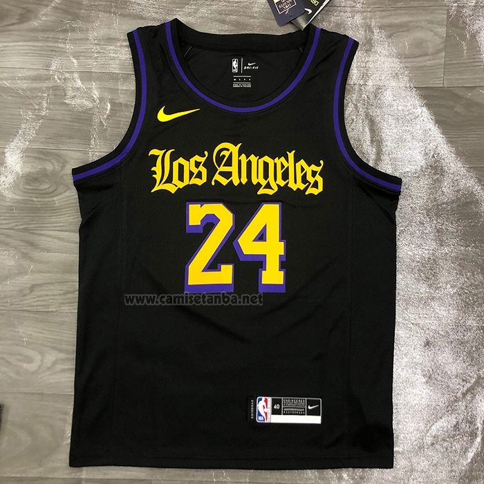 Camiseta Los Angeles Lakers Kobe Bryant #24 Ciudad 2019-20 Negro